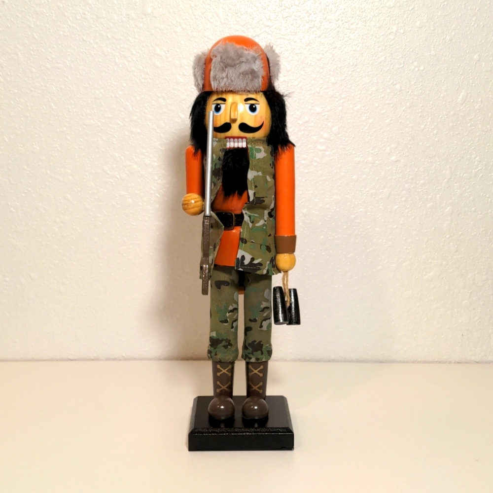 Nutcracker holiday Christmas gift wood camo orange military used